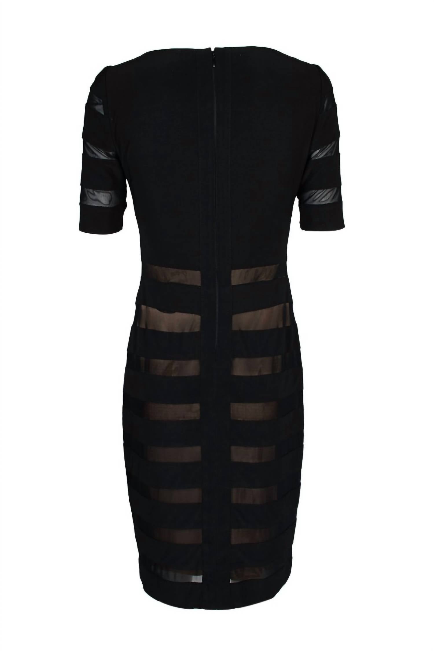 Adrianna Papell - Short Sleeve Jersey Mesh Dress