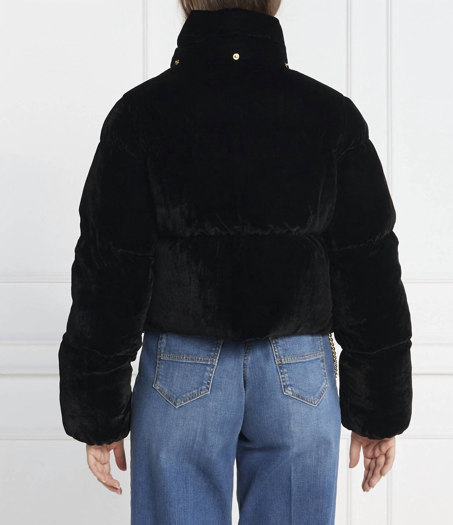 Elisabetta Franchi - Cropped Velvet Down Jacket