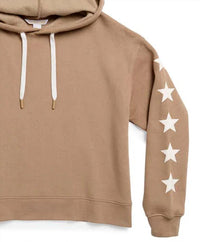 Shiraleah Women's Stars Relaxed Hoodie in tan - women's top - detail view