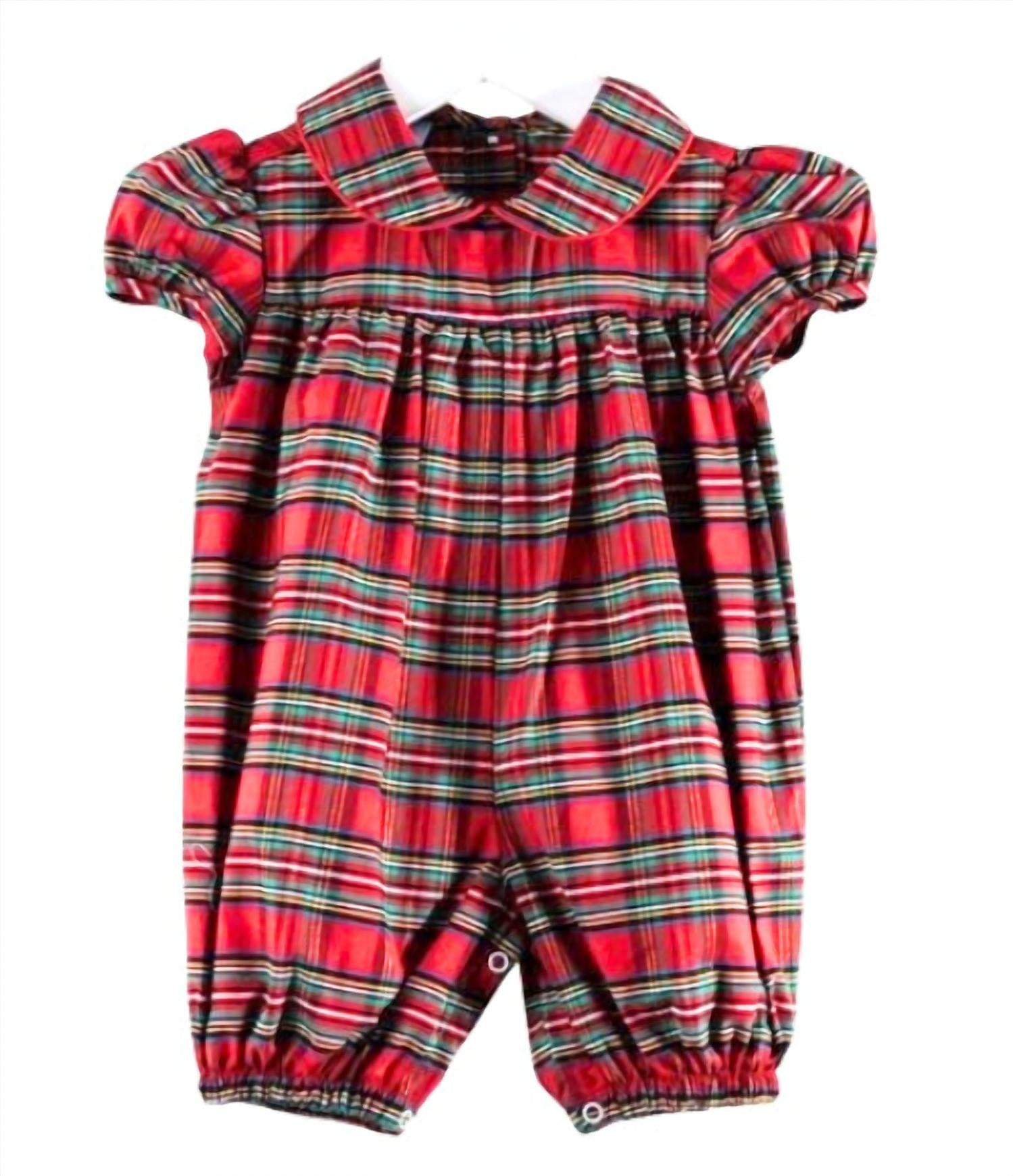 Charming Little One Kid's Tartan Layla Romper in red - kids' item