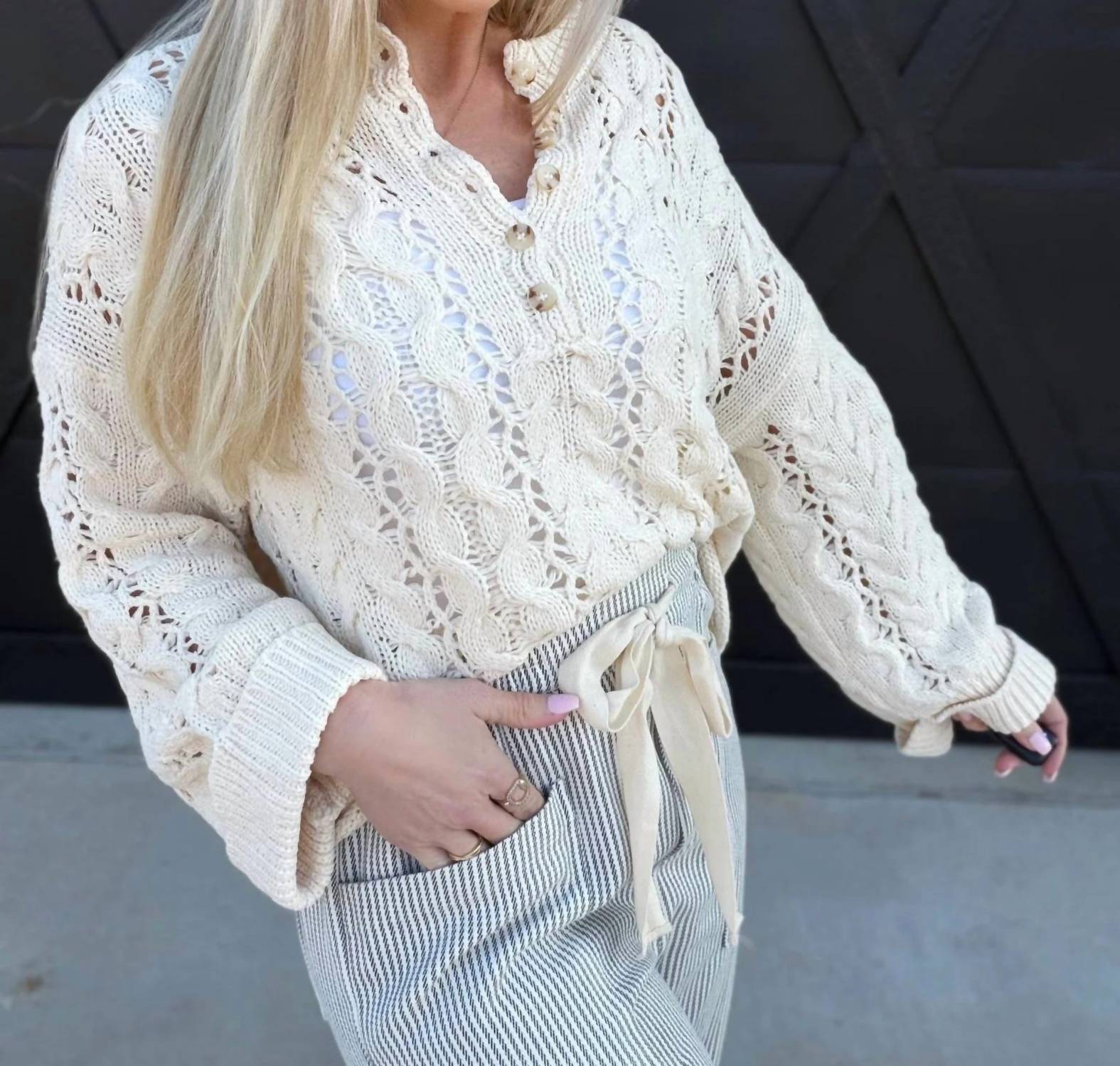 Lovlov - Soft Twisted Button Up Sweater
