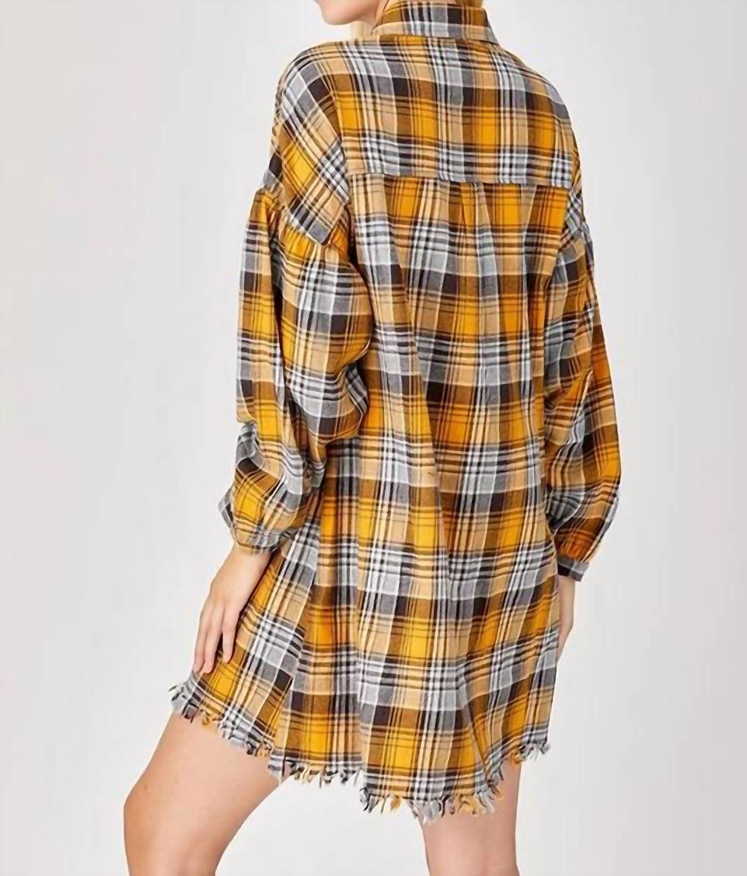 Risen - Missy Oversized Plaid Shirt Dress