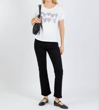 Oui Heart Adore Tee in cloud dancer - women's t-shirt - detail view