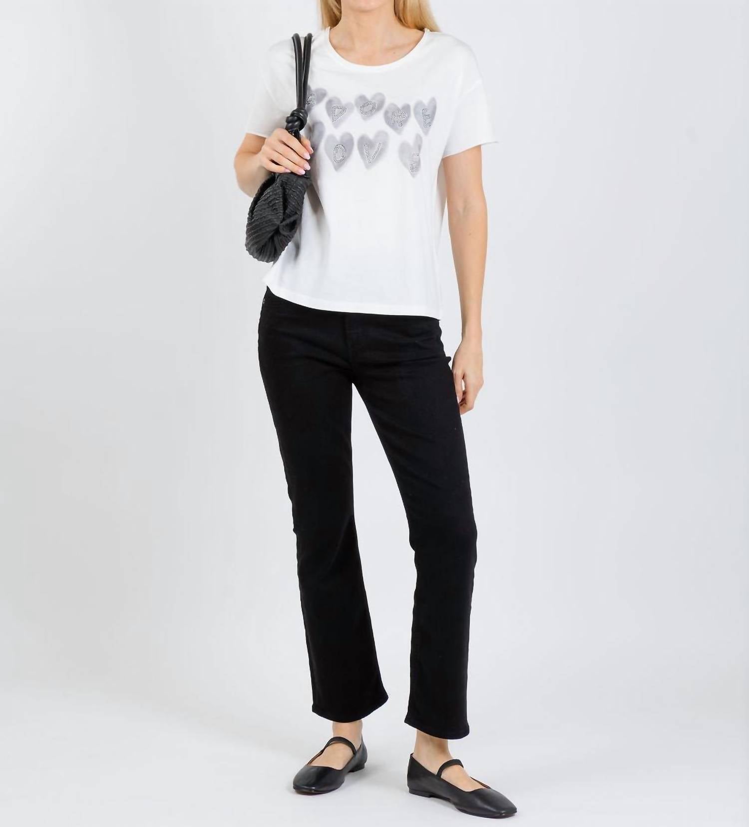 Oui Heart Adore Tee in cloud dancer - women's t-shirt - detail view