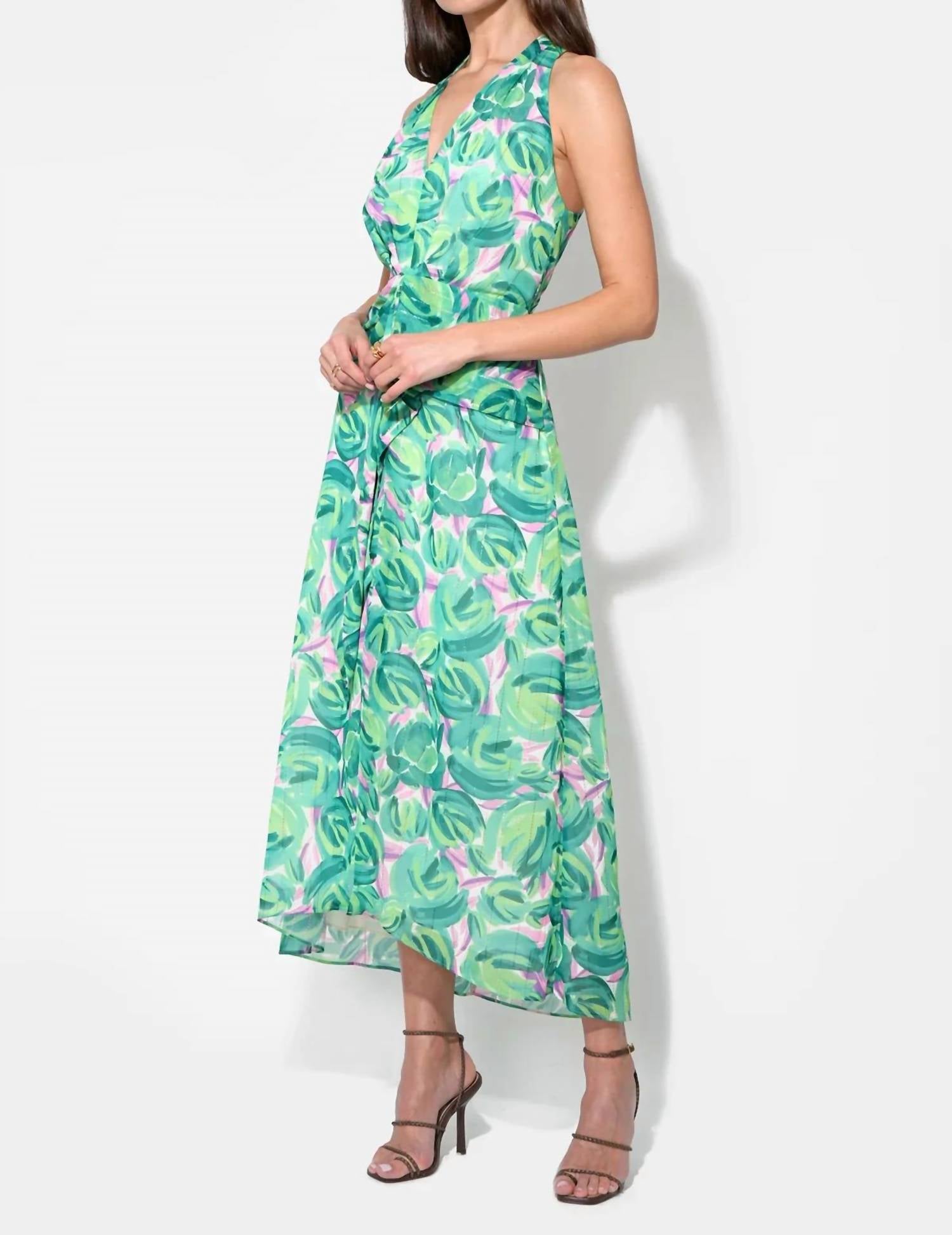 Adelyn Rae - Margot Wrap Tie Waist Printed Maxi Dress