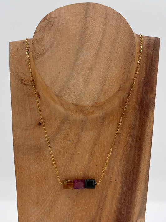 Blue Copper - Women's Multi Tourmaline Necklace