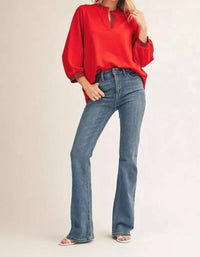 Jodifl It’s A Date Top in red - women's long sleeve top