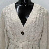 TOCCIN Women's Short Popcorn Button Up Tie Waist Cardigan in cream - women's cardigan - view 5