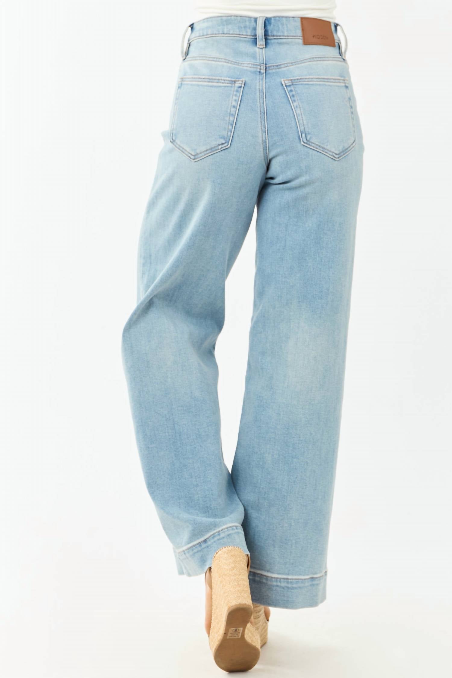 Hidden - Patch Pocket Stretchy Wide Leg Jean