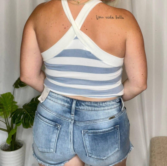 Le Lis - Cool For The Summer Striped Halter Tank Top