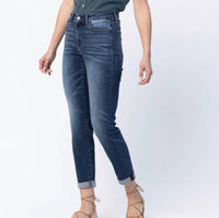 Judy Blue - Basic Cuffed Slim Fit Boyfriend Jeans