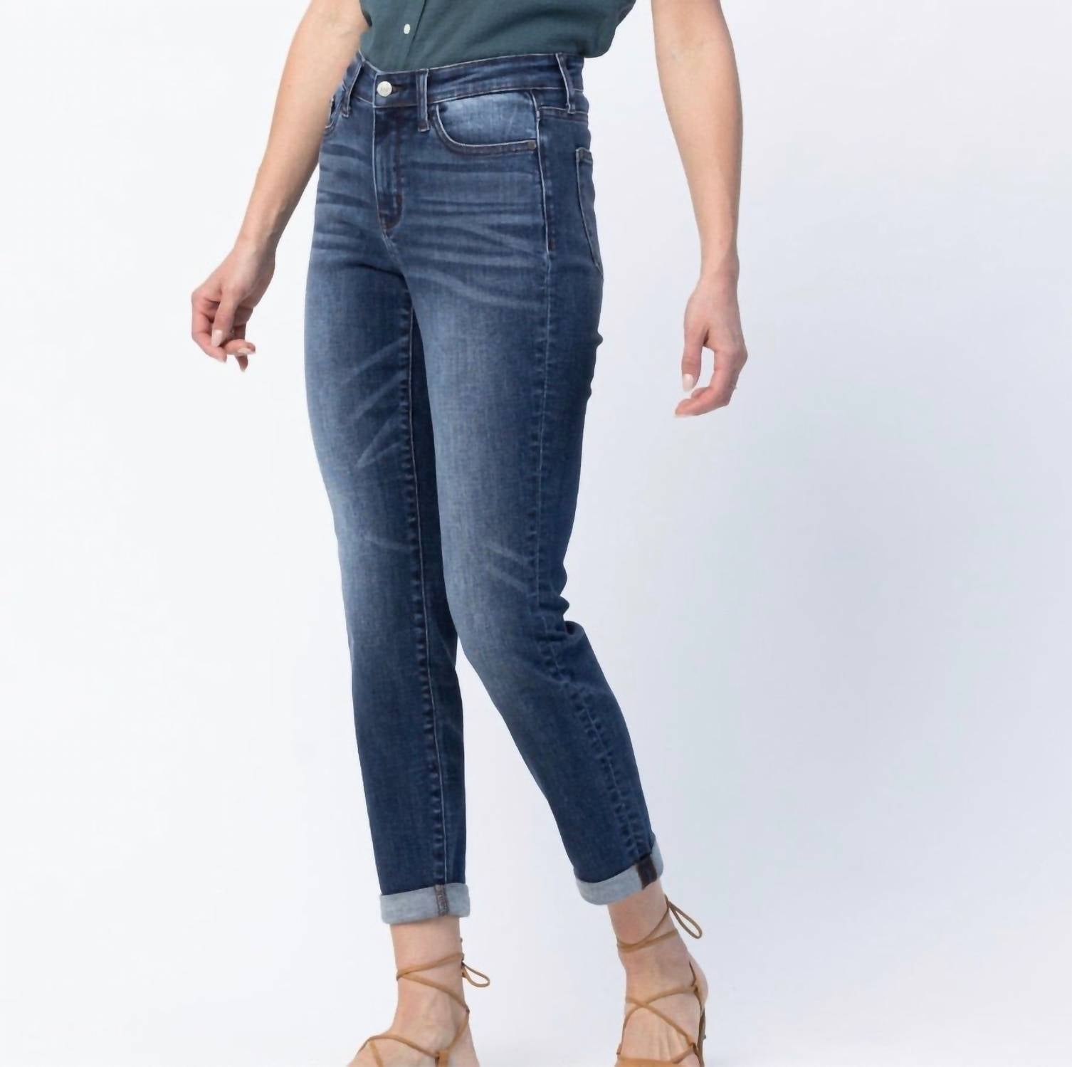 Judy Blue - Basic Cuffed Slim Fit Boyfriend Jeans