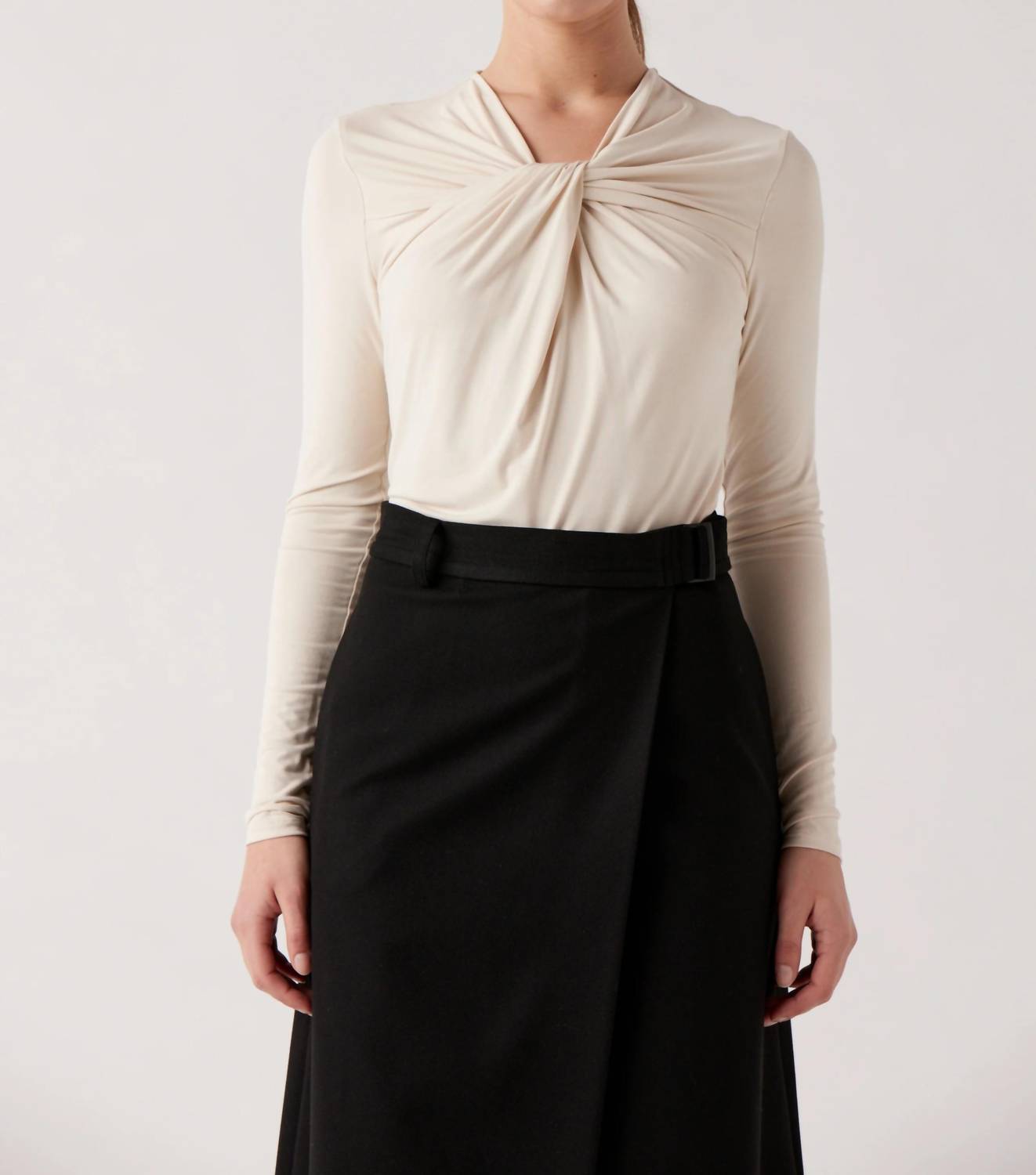 Sophie Rue Cassidy Twist Front Top in oyster - women's long sleeve top