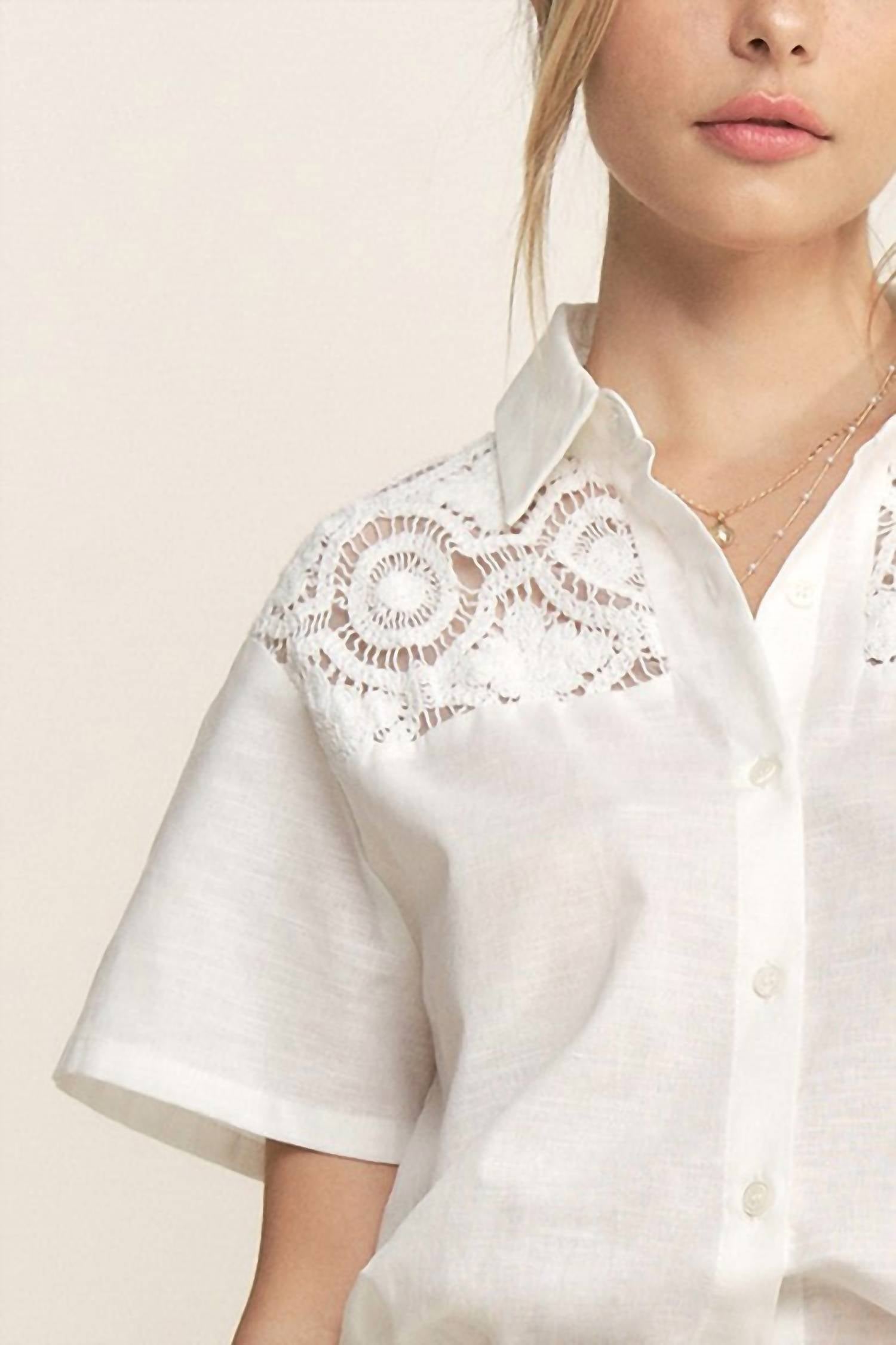 Hersy - Crochet Detail Linen Top