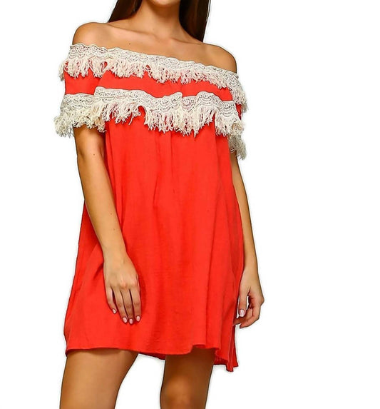 Velzera - Off the Shoulder Fringe Dress