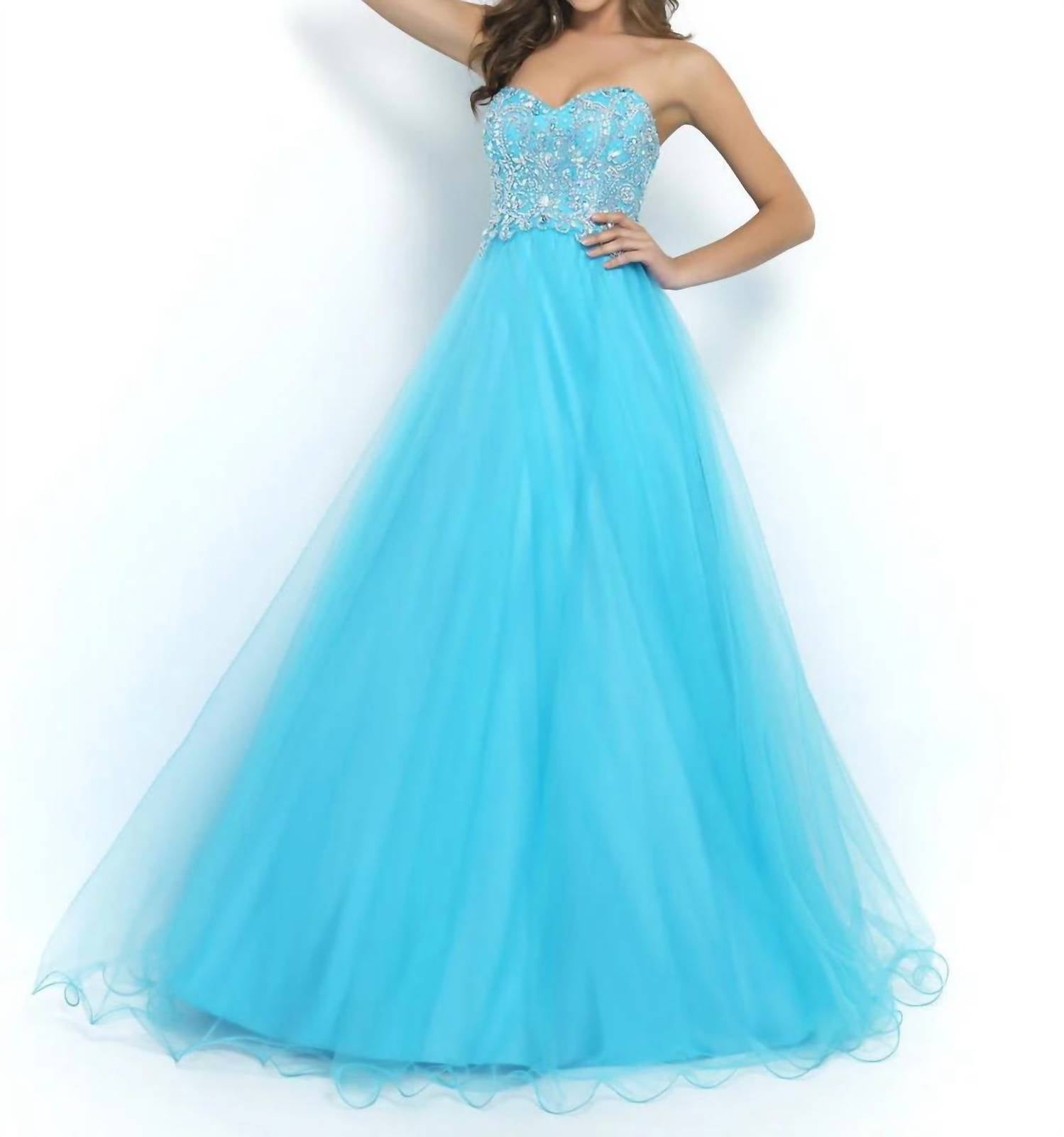 Blush Prom - Lace Up Back Beaded Ball Gown
