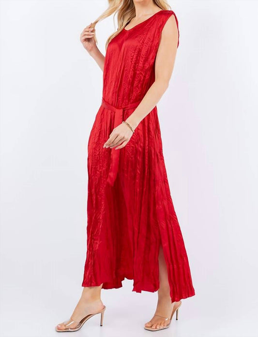 Paparazzi By Biz - Satin Broomstick Long Dress With Waist Tie