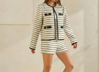 ABLE Striped Tweed Cardigan Jacket in cream black - women's cardigan - view 4