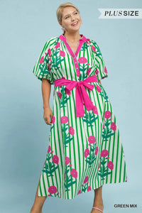 Umgee - Stripe Mixed Midi Dress