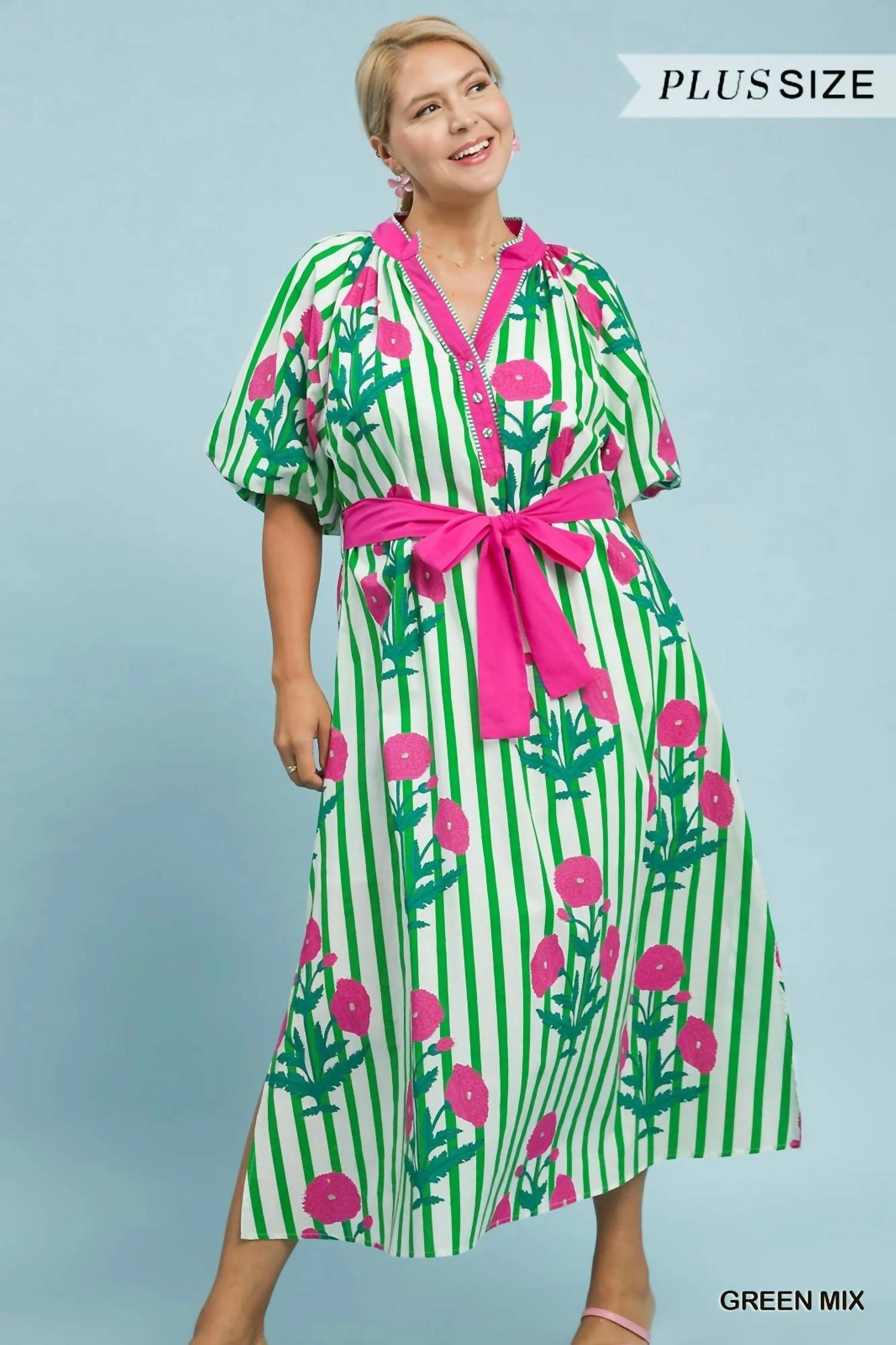 Umgee - Stripe Mixed Midi Dress