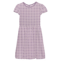 Kickee - Girl's Flower Lattice Flutter Sleeve Dress With Pockets