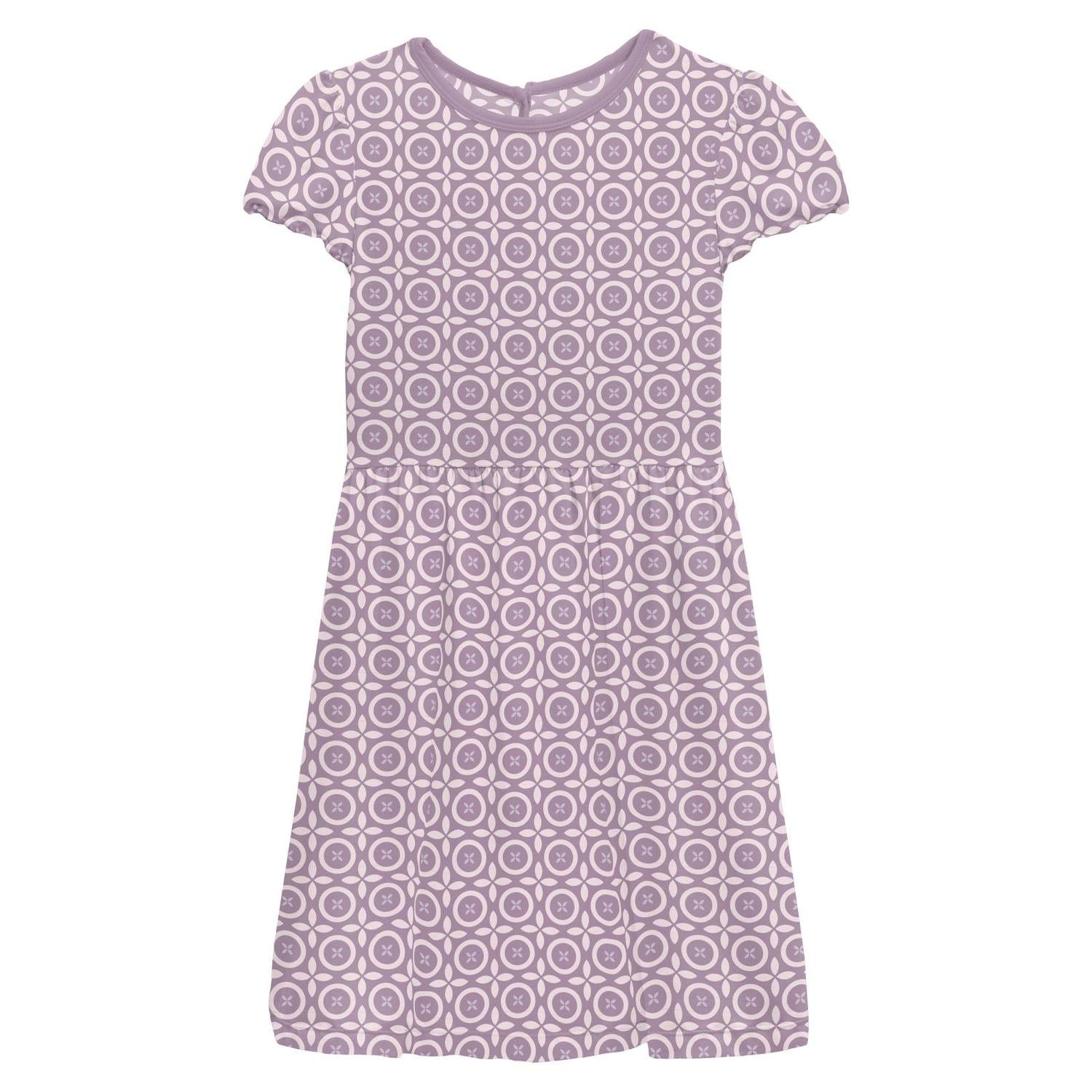 Kickee - Girl's Flower Lattice Flutter Sleeve Dress With Pockets