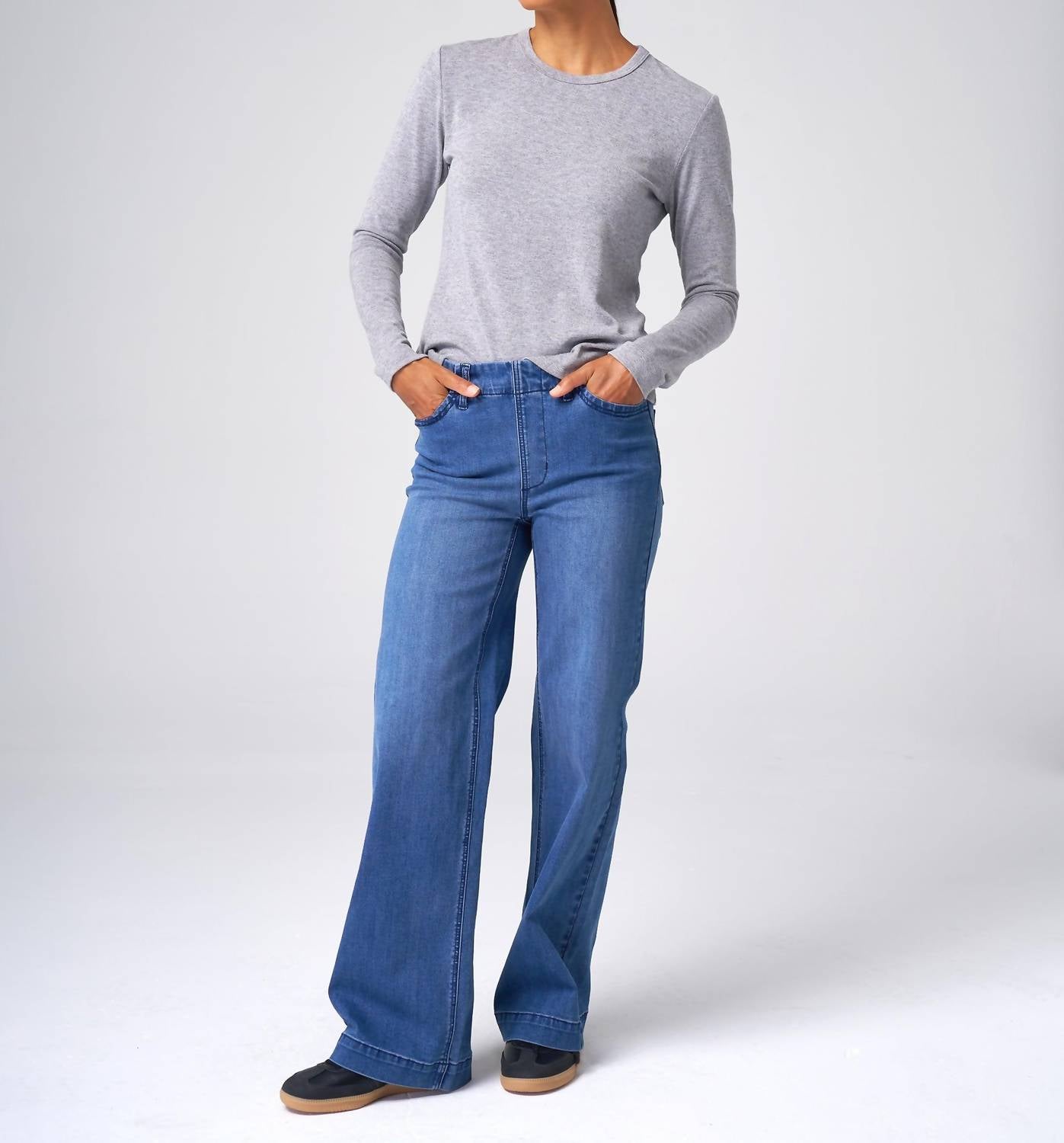 Franne Golde Effortless Wide Leg Jeans in classic wash - women's jeans - view 6