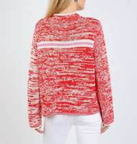 Oui J'adore Sweater in red white - women's sweater - alternate view