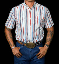Ferrell Brooks Short Sleeve Snap Shirt in white - men's shirt