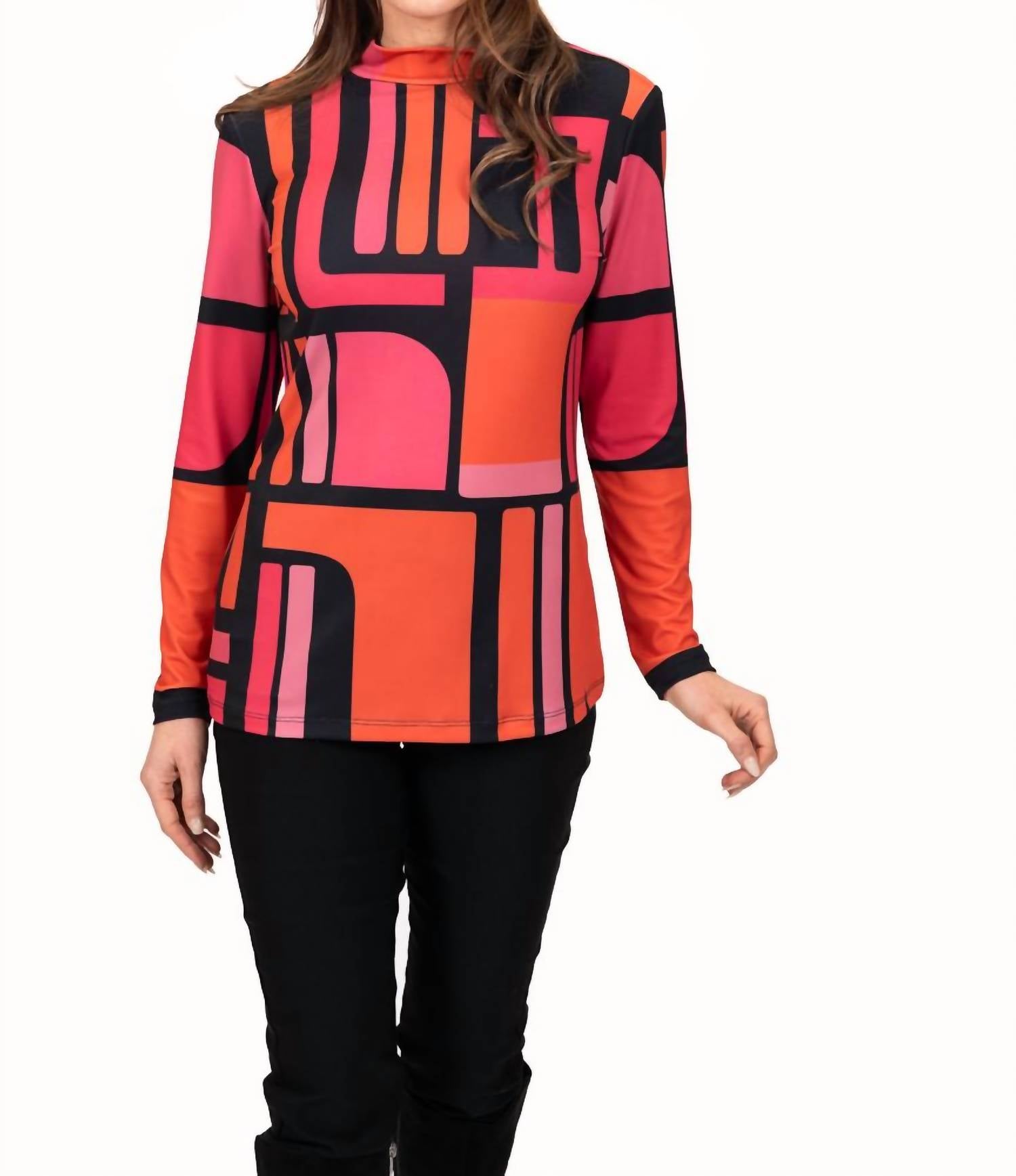 Scapa - Geometric Mock Neck Top