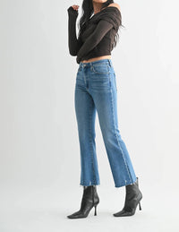 Just Black Denim - Palazzo Frayed Crop Flare Jeans