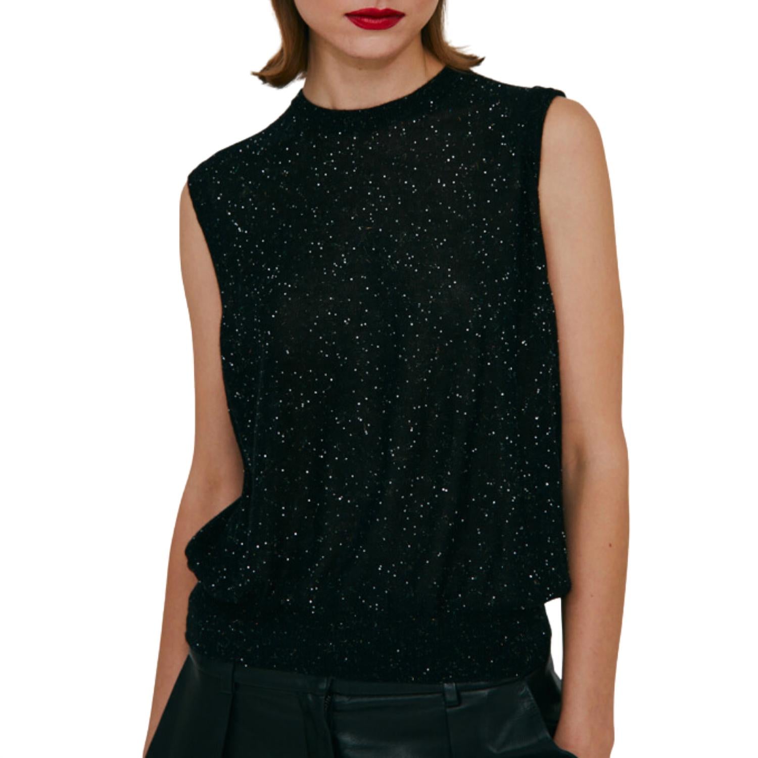 Autumn Cashmere Sequin Blouson Muscle Tee in cosmos - women's tank top