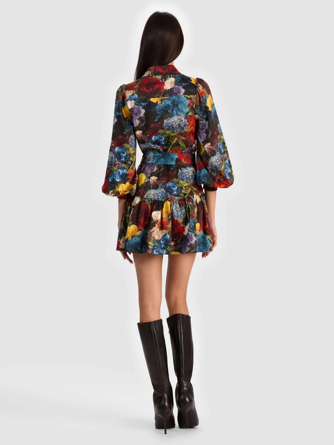 alice + olivia Lily Mini Shirt Dress in flourish sm - women's dress - alternate view