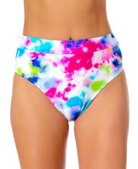 California Waves - Tie-dyed High-waist Bikini Bottoms