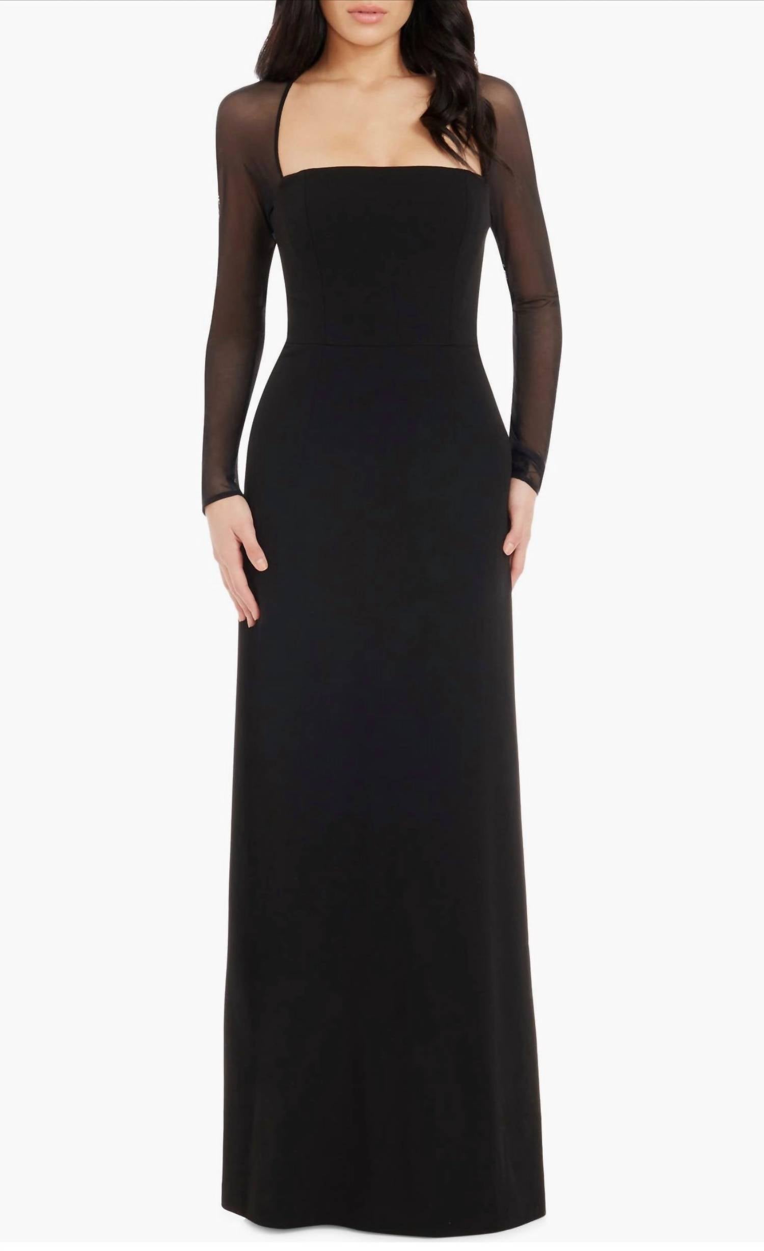 Dress The Population - Maxwell Square Neck Long Sleeve Gown