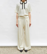 Molli - Rickrack Collar Loose-fitting Knit Top