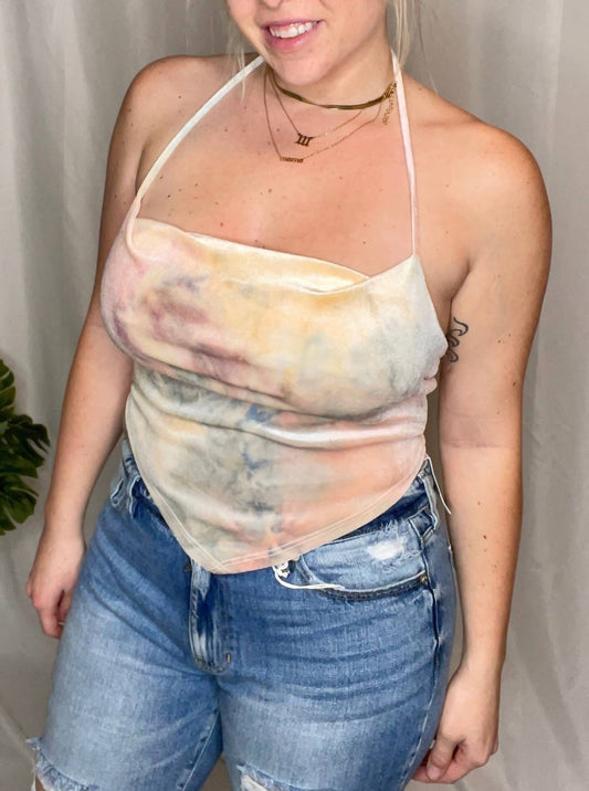 Le Lis - Good Vibes Velvet Halter Scarf Top