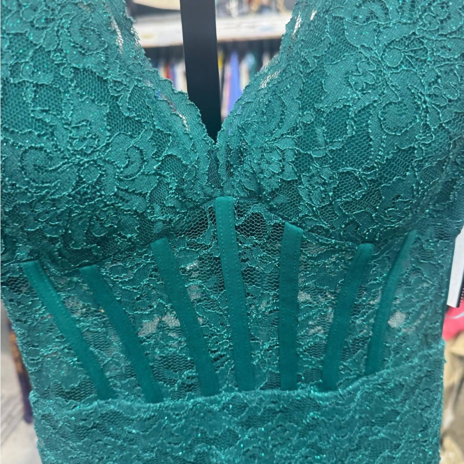 Morgan & Co. Lace Maxi Dress in teal - women's dress - view 4