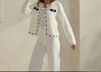 ABLE Contrast Trim Cardigan in white black - women's cardigan - view 6