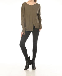 Planet By Lauren G. - Cut-out Boatneck Sweater