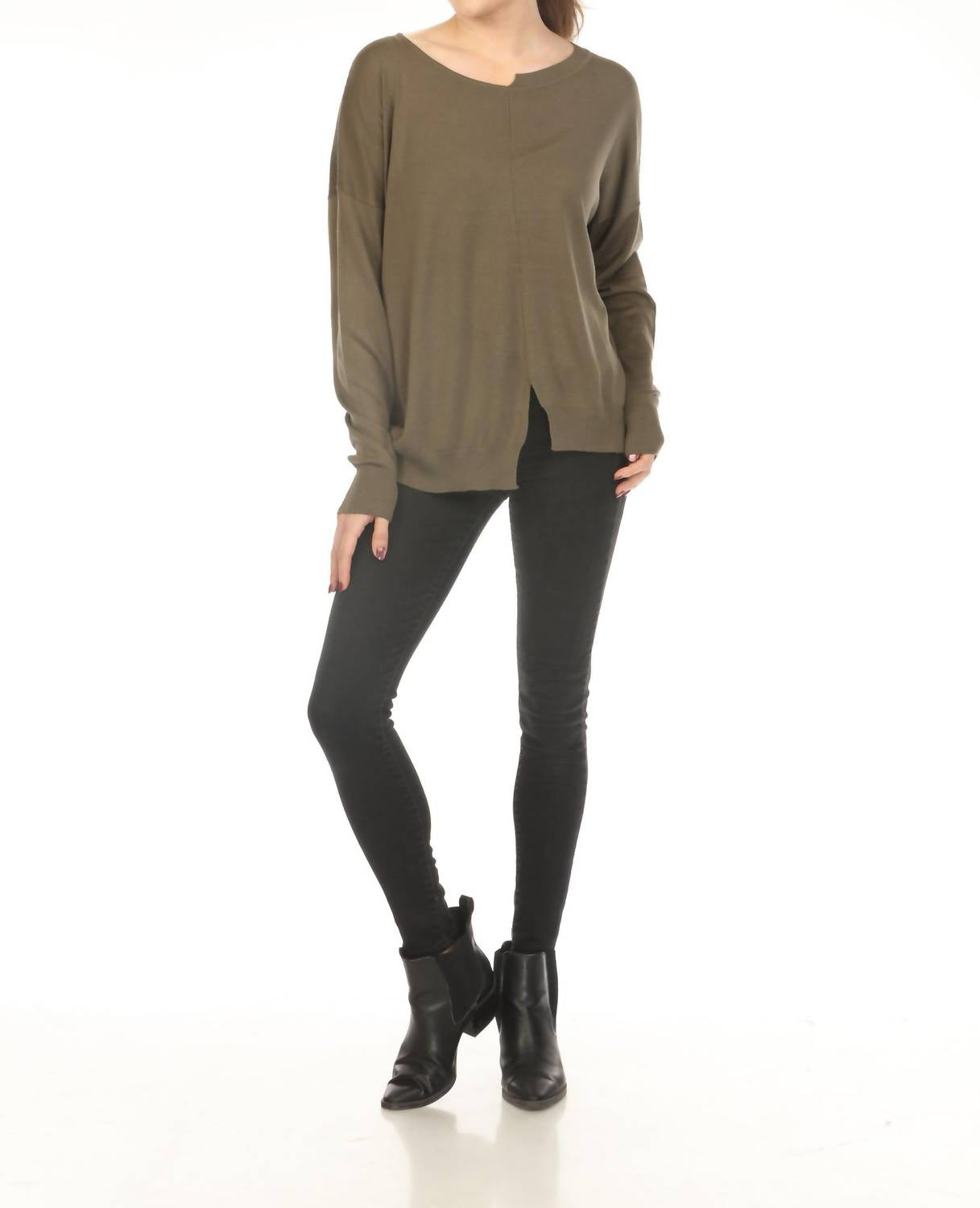 Planet By Lauren G. - Cut-out Boatneck Sweater