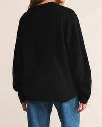 Z Supply Snowed Crewneck Sweater in black - women's sweater - detail view