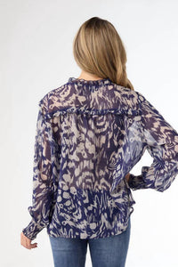 Coco + Carmen - Ravenna Sheer Print V-neck Blouse