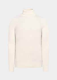 SUITSUPPLY Ribbed Merino Wool Turtleneck Sweater - Plus in off white - men's sweater - view 7