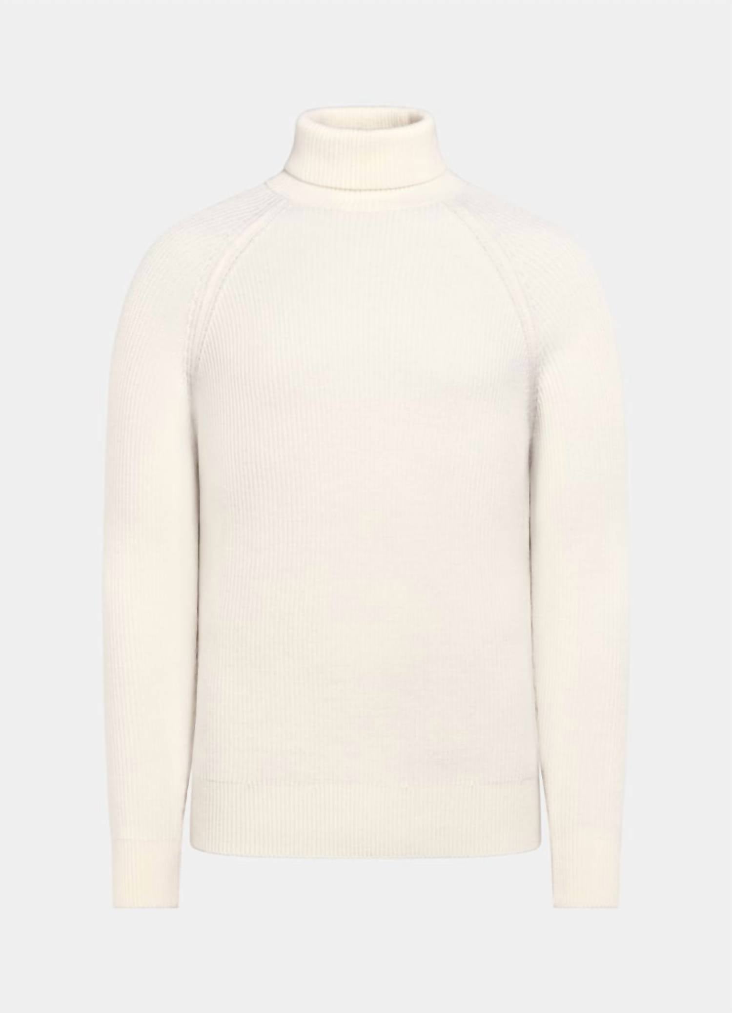 SUITSUPPLY Ribbed Merino Wool Turtleneck Sweater - Plus in off white - men's sweater - view 7