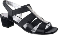 David Tate Women's Eve Sandal in black satin - women's sandal - detail view