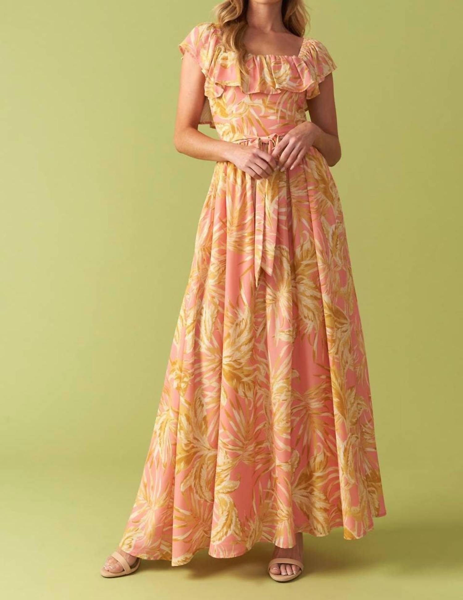Flying Tomato - Printed Woven Midi Dress