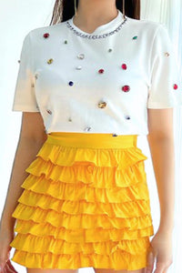 La' Ros - Crown Jewels Embellished Cotton Tee