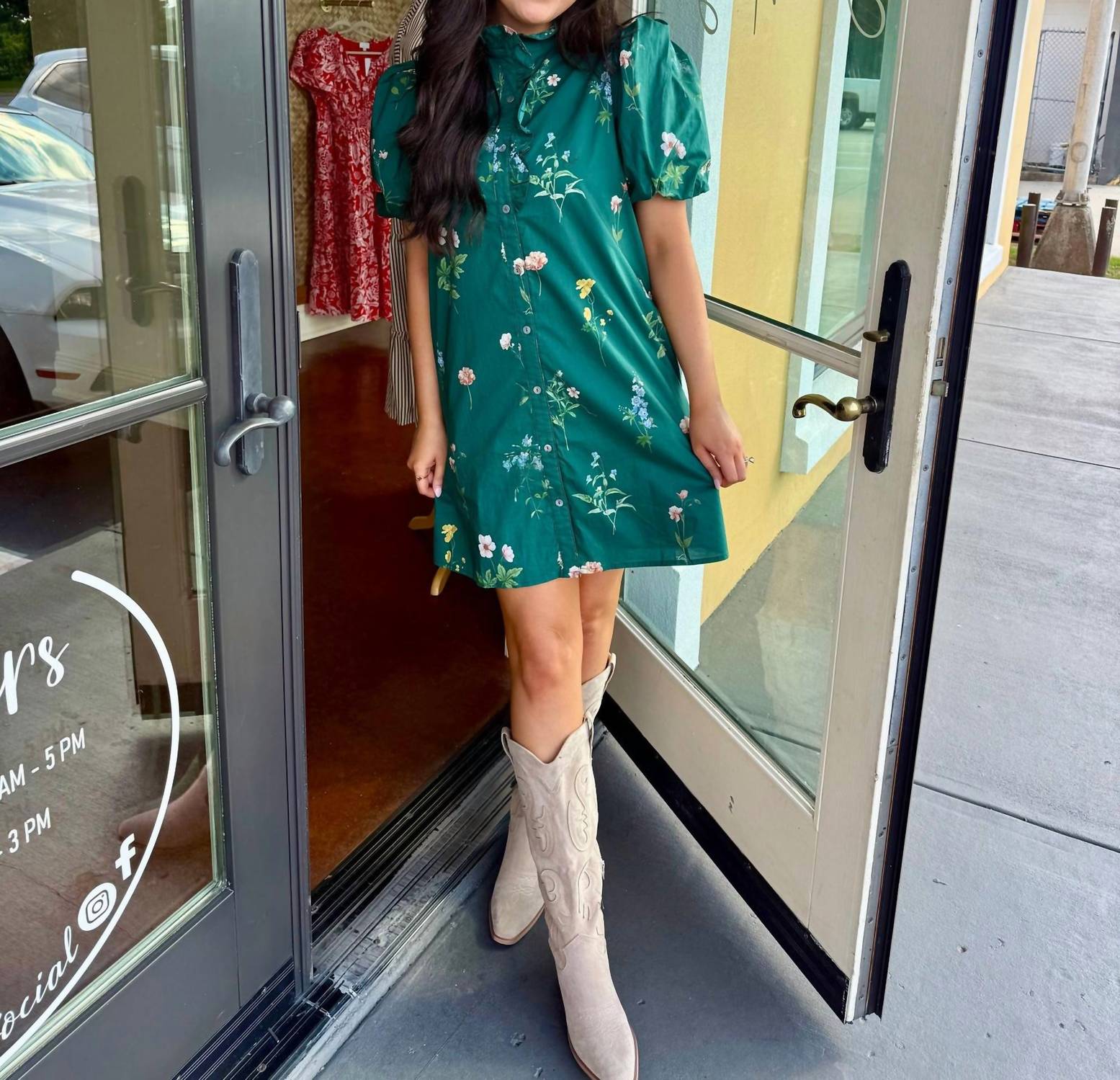 entro Madison Mini Dress in hunter green - women's dress