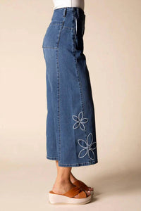 Habitat - Floral Appliqué Stretch Denim Pants